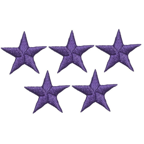 Star Applique Patch - Purple Embroidered Star Badge 7/8" (5-Pack, Iron on)