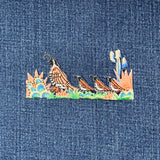 Quail Family Applique Patch - Chicks Birds Cactus Desert Embroidered Badge 3.5" (Iron on)