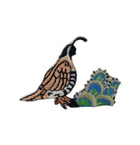 Quail & Cactus Applique Patch - Embroidered Desert Bird Badge 1-7/8" (Iron On)
