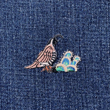 Quail & Cactus Applique Patch - Embroidered Desert Bird Badge 1-7/8" (Iron On)