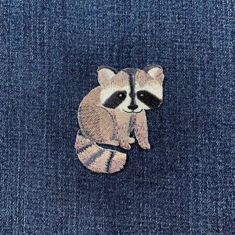 Raccoon Applique Patch - Embroidered Animal Badge 2.5" (Iron On)