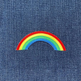 Rainbow Applique Patch - Colorful Happy Embroidered Nature Badge 3.5" (Iron On)