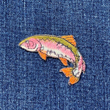 Rainbow Trout Applique Patch Set - Fish Fishing Fisherman Embroidered Badge 2-1/8" (2-Pack, Iron on)