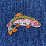 Rainbow Trout Applique Patch Set - Fish Fishing Fisherman Embroidered Badge 2-1/8" (2-Pack, Iron on)