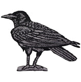 Raven Applique Patch - Embroidered Bird Badge Facing Left 3" (Iron On)