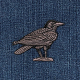 Raven Applique Patch - Embroidered Bird Badge 3" (Iron On)