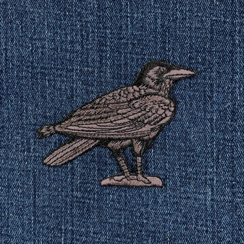 Raven Applique Patch - Embroidered Bird Badge 3" (Iron On)