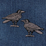 2-Pack Raven Applique Patch Set - Embroidered Bird Badges 3" (Iron On)