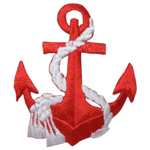 Anchor & Rope Applique Patch - Red/White Nautical Sailing Badge 2.5" (Iron on)