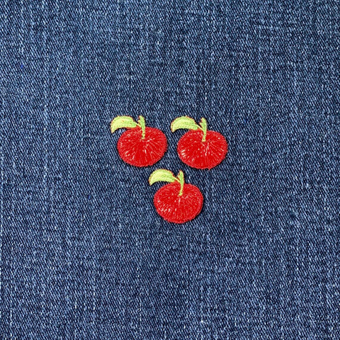 3-Pack Apple Applique Patch - Mini Embroidered Fruit Badge 1" (Iron On)