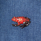 Red Frog Applique Patch - Shiny Embroidered Amphibian Animal Badge 2-3/8" (Iron On)
