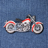 Motorcycle patch on denim fabric