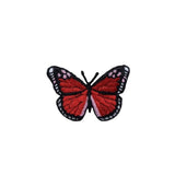 Red butterfly patch on a white background