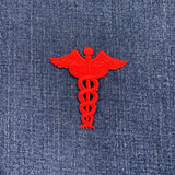 Caduceus Applique Patch Set - Doctor Nurse EMT Paramedic Medical Symbol 2-1/4" (5-Pack, Iron on)