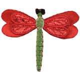 Layered Red Dragonfly Applique Patch - Embroidered Insect Badge 2" (Iron On)