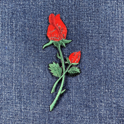 Rose Applique Patch - Embroidered Flower Garden Badge 4.25" (Iron On)