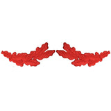 Scrambled Eggs Patch Set - Red Military Cap Captain Hat Embroidered Oak Leaves 3.75" (Iron On)