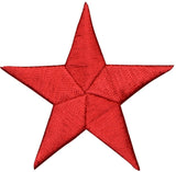 Red Star Applique Patch - Embroidered Iron On Badge 2.25"