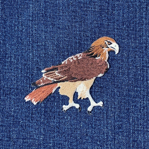 Red Tail Hawk Applique Patch - Natural Raptor Embroidered Bird Badge 3.5" (Iron On)