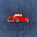 Red Truck Applique Patch - Embroidered Car Collector Badge 3" (Iron On)