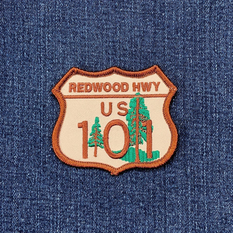 Redwood Highway 101 Patch - Embroidered California Road Sign Badge 2-7/8" (Iron On)