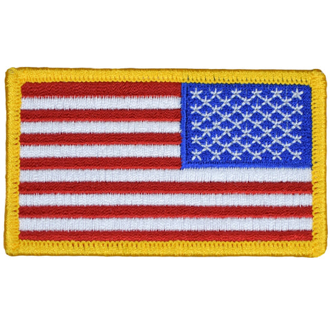 Reverse American Flag Patch - United States USA Right Shoulder/Side 100% Embroidered US Flag Badge 3-3/8" (Iron on)