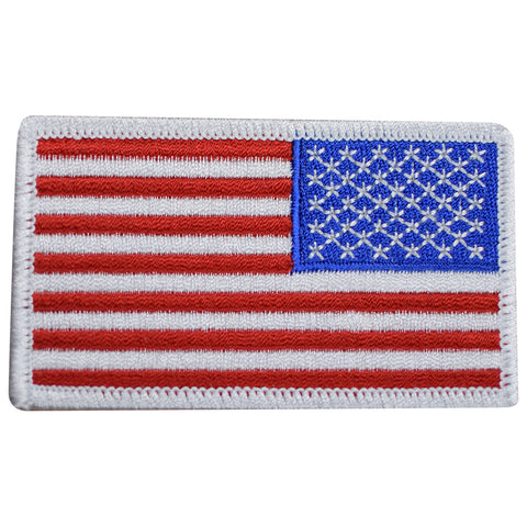 Reverse American Flag Patch - Right Shoulder, United States USA 3-3/8" (Iron on)