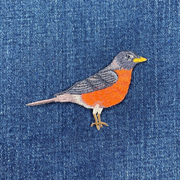 Robin Applique Patch Set - Embroidered American Thrush Bird Badge 3 ...