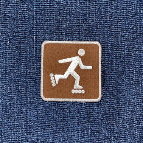 Inline Skating Applique Patch - Embroidered Skate Rink & Trail Sign Badge 2" (Iron On)
