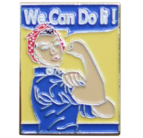 We Can Do It Pin - Rosie the Riveter American Icon, Metal, Rubber Backing