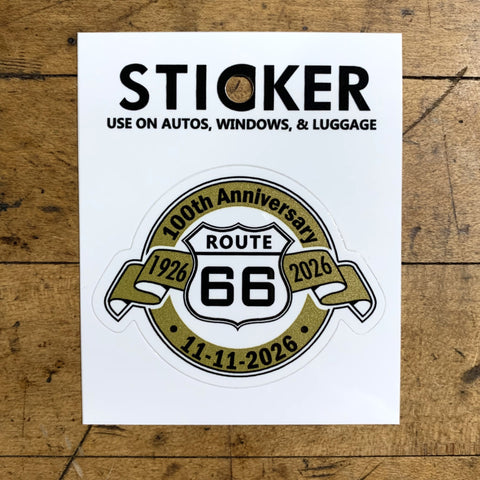 100th Anniversary Route 66 Sticker - Fade Resistant UV Protectant Decal 2.75"