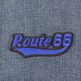 Route 66 patch on a denim background