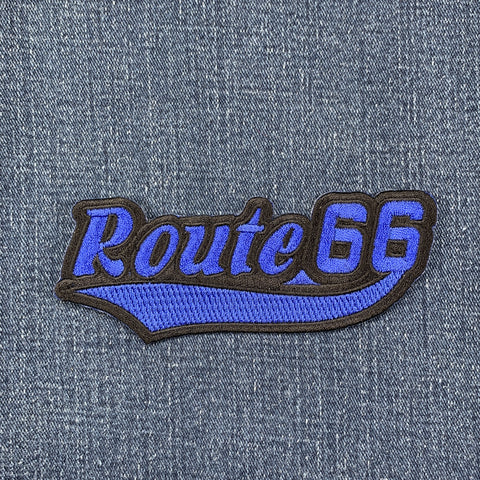 Route 66 patch on a denim background