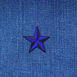 Nautical Star Applique Patch - Royal Blue & Black Embroidered Star 2" (Iron Or Sew On)