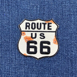 Route 66 Patch - Embroidered Simulated Bullet Holes & Rusty Highway Sign Badge 2.5" (Iron On)