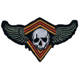 Skull & Wings Patch - Embroidered Halloween Badge 3-1/8" (Iron On)