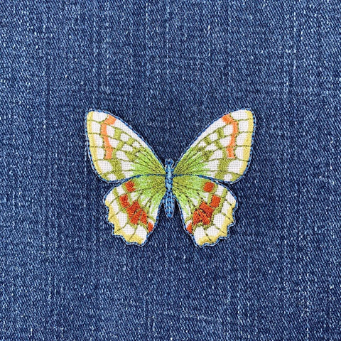 Butterfly Applique Patch - Sage Green Embroidered Insect Badge 2-1/8" (Iron Or Sew On)