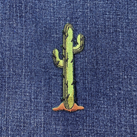 Saguaro Cactus Applique Patch - Embroidered Western Desert Badge 3-3/8" (Iron On)