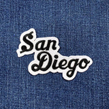 San Diego patch on a denim background