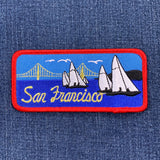 San Francisco Sailing Patch - Embroidered Golden Gate Bridge California Badge 4-3/8" (Iron On)