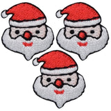 3-Pack Santa Claus Face Applique Patch - Embroidered Holiday Badge (Iron On)
