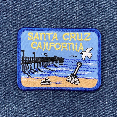 Santa Cruz California Patch - Embroidered Clams & Beach Pier Badge 3.5" (Iron On)