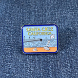 Santa Cruz Pin - California Souvenir, Rubber Backing, Cast Iron, Enamel 1.25"