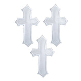 3 white cross patches on a white background