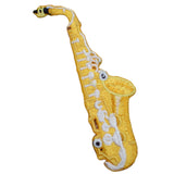 Saxophone Applique Patch - Embroidered Brass Music Instrument Band Badge 3.25" (Iron On)