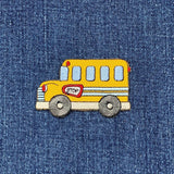 School Bus Applique Patch - Students & Driver Embroidered Educational Badge 2-3/8" (Iron On)