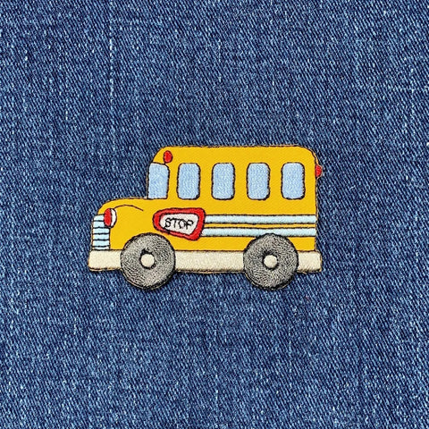 School Bus Applique Patch - School Student Bus Driver Embroidered Badge 2-3/8" (Iron On)
