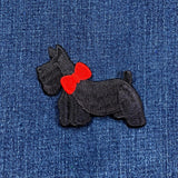 Scottie Applique Patch - Embroidered Dog Animal Badge Left 3" (Iron On)