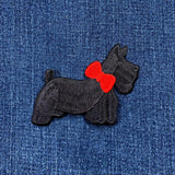 Scottie Applique Patch - Embroidered Dog Animal Badge Right 3" (Iron On)