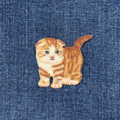 Scottish Fold Cat Applique Patch - Embroidered Kitten Badge 2-1/8" (Iron On)